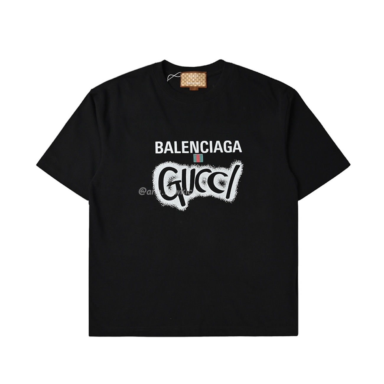 Balenciaga X Gucci Co Branded Double B Letter Printed Logo Printed Short Sleeved T Shirt (4) - newkick.vip